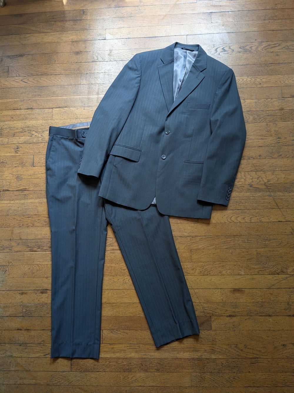 Grey Striped Caravelli 2 Piece Suit